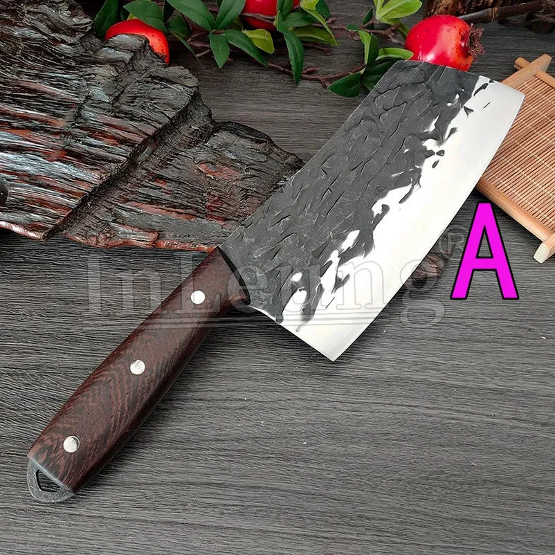 Handmade Forged Full Tang High-carbon Professional Cleaver Knife Stainless Steel Hammer Pattern