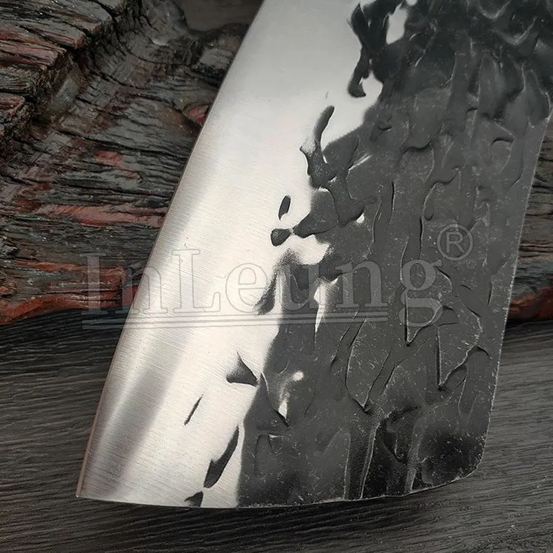 Handmade Forged Full Tang High-carbon Professional Cleaver Knife Stainless Steel Hammer Pattern
