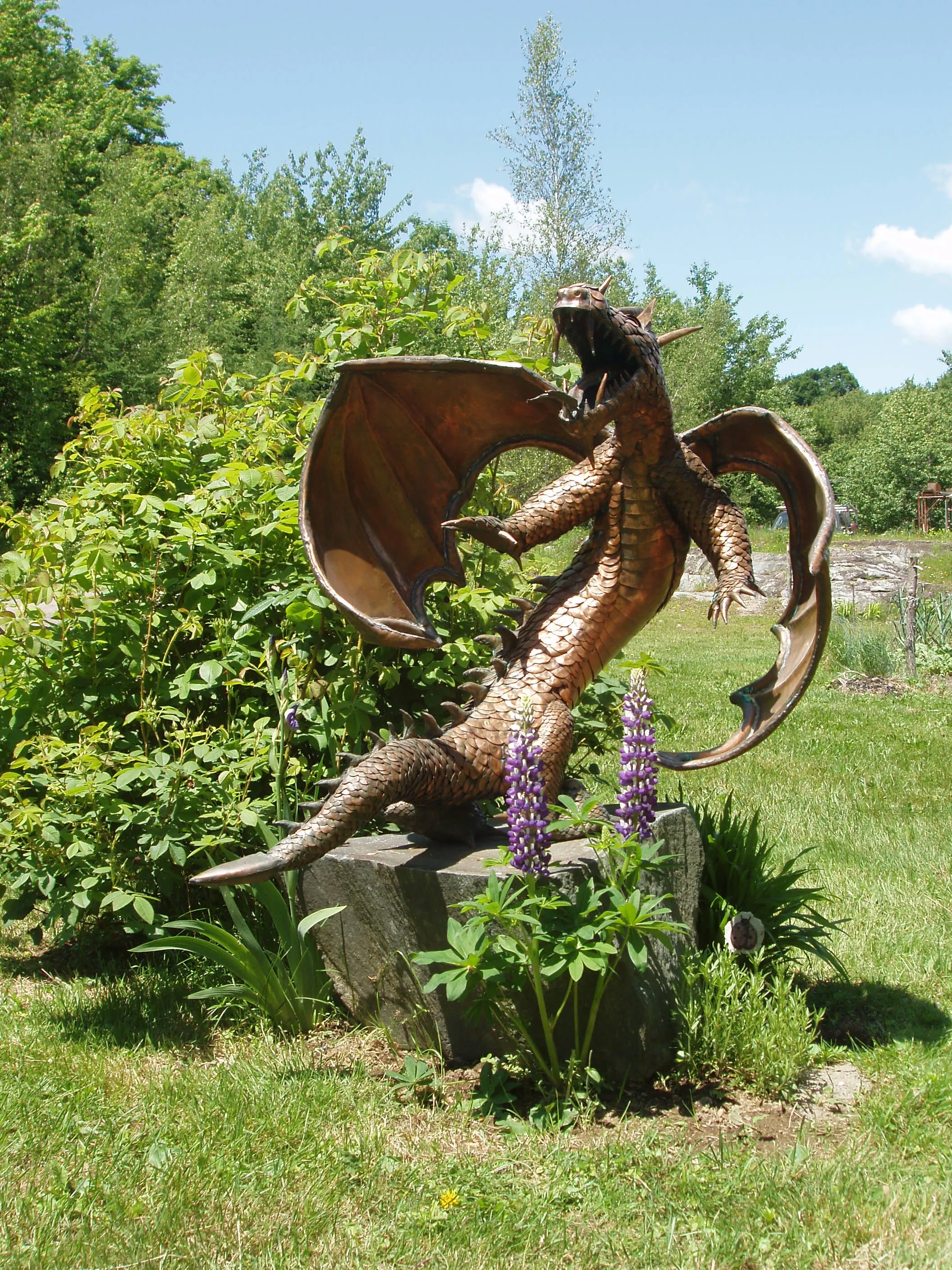 Handmade Large Copper Dragon Statue