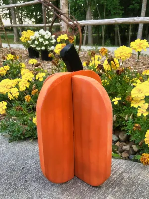 Handmade Pine Wood Slotted Pumpkin Decoration