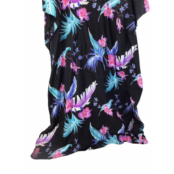Hawaii Casual Wear Woman’s 1X Floral Maxi Dress Multicolored Made In USA