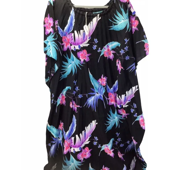 Hawaii Casual Wear Woman’s 1X Floral Maxi Dress Multicolored Made In USA