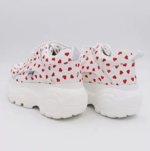 Heart-Shaped White Platform Shoes with Thick Soles