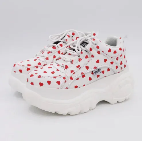 Heart-Shaped White Platform Shoes with Thick Soles