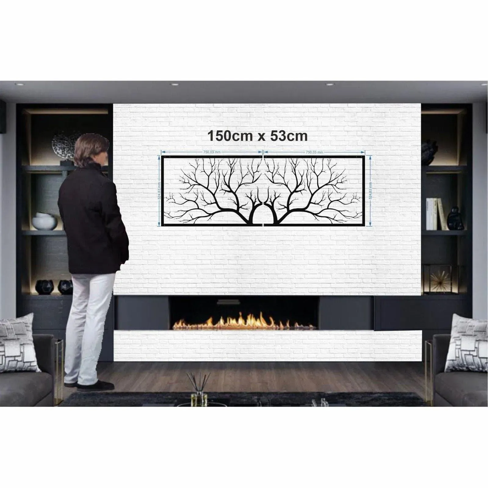 Horizontal Tree Branch Metal Wall Hanging Decor