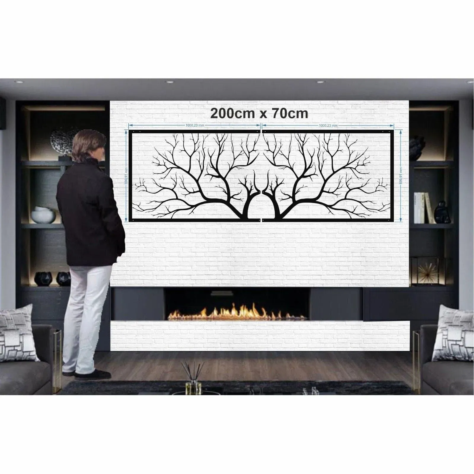 Horizontal Tree Branch Metal Wall Hanging Decor