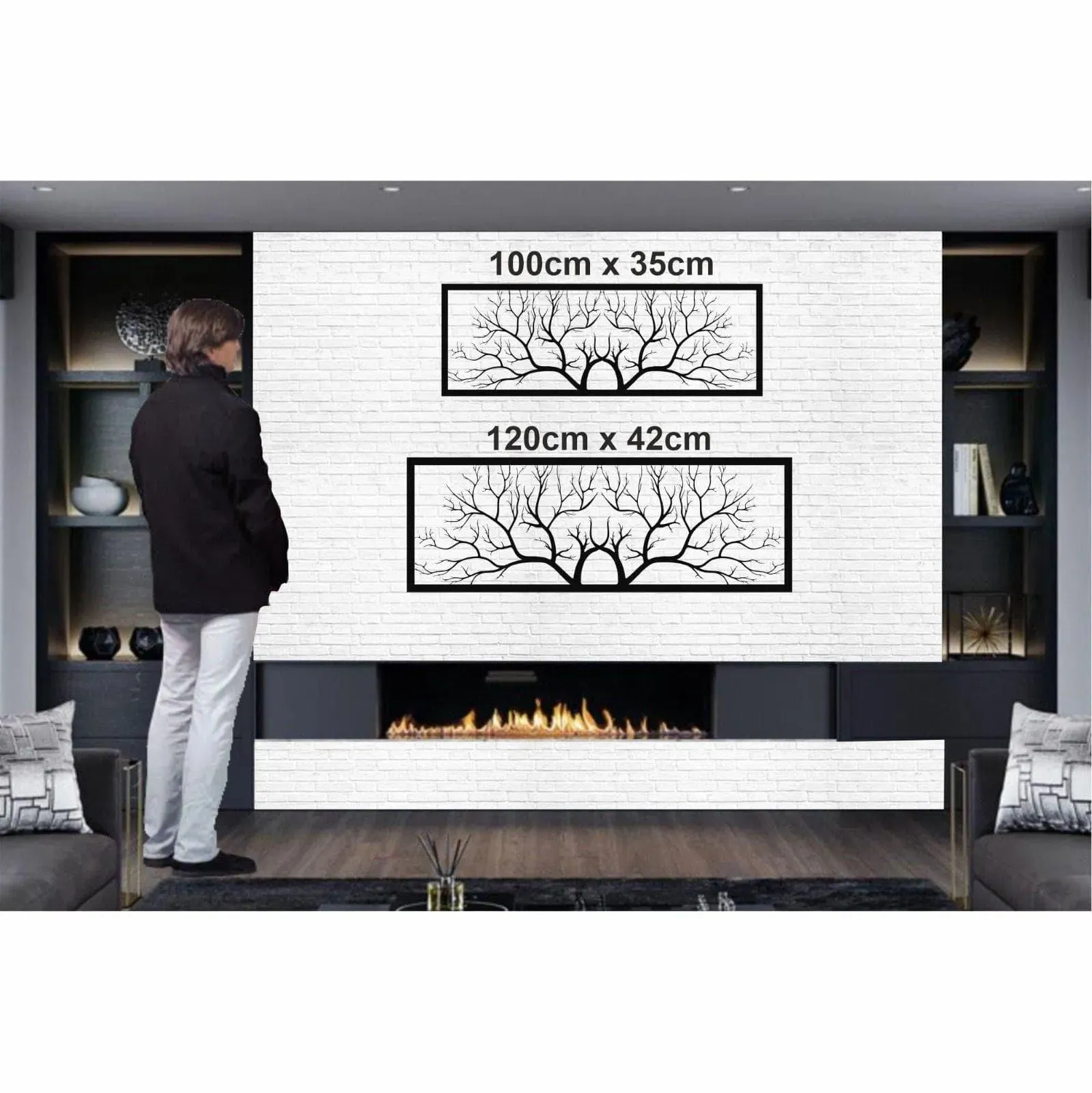 Horizontal Tree Branch Metal Wall Hanging Decor