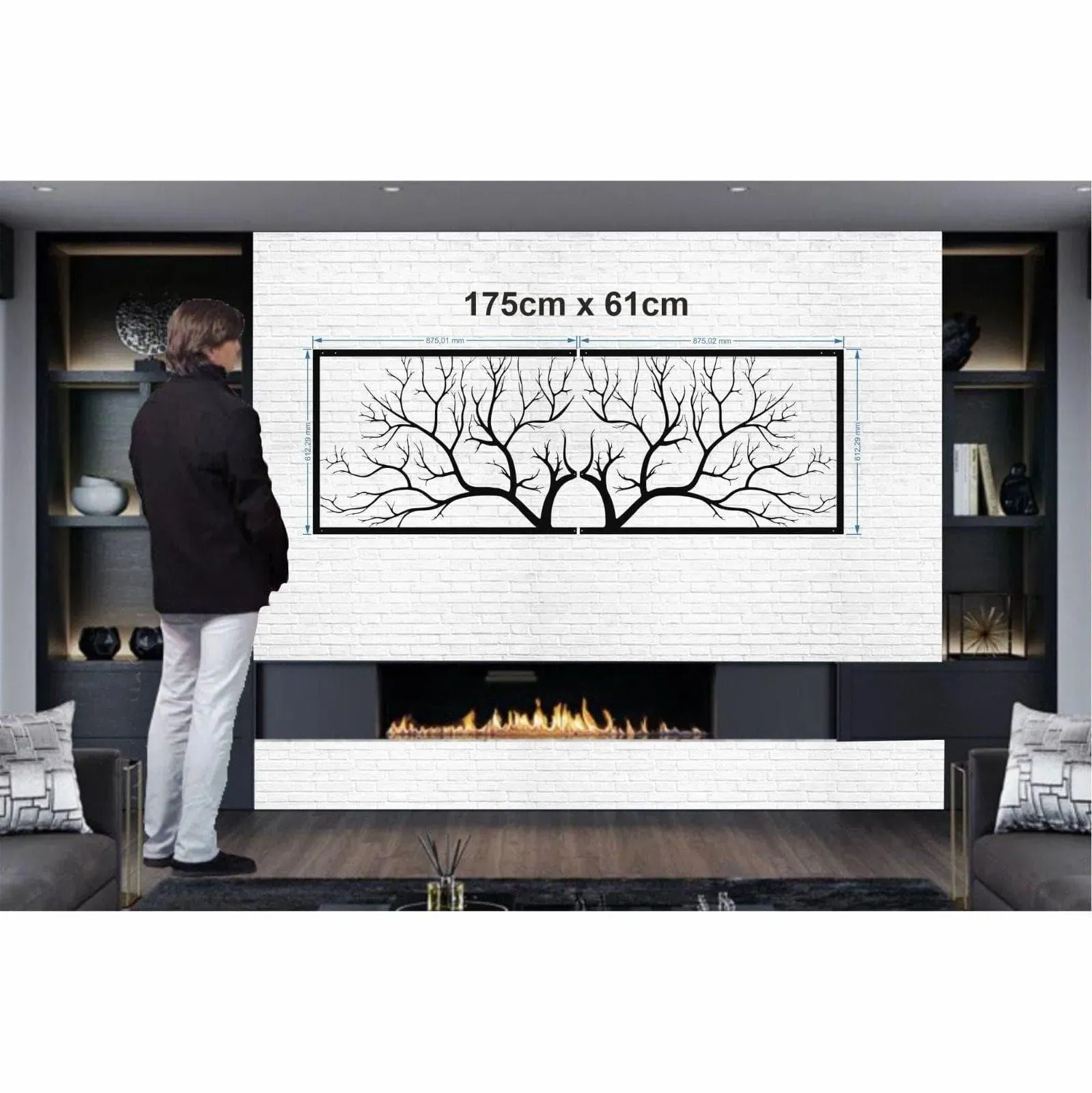 Horizontal Tree Branch Metal Wall Hanging Decor