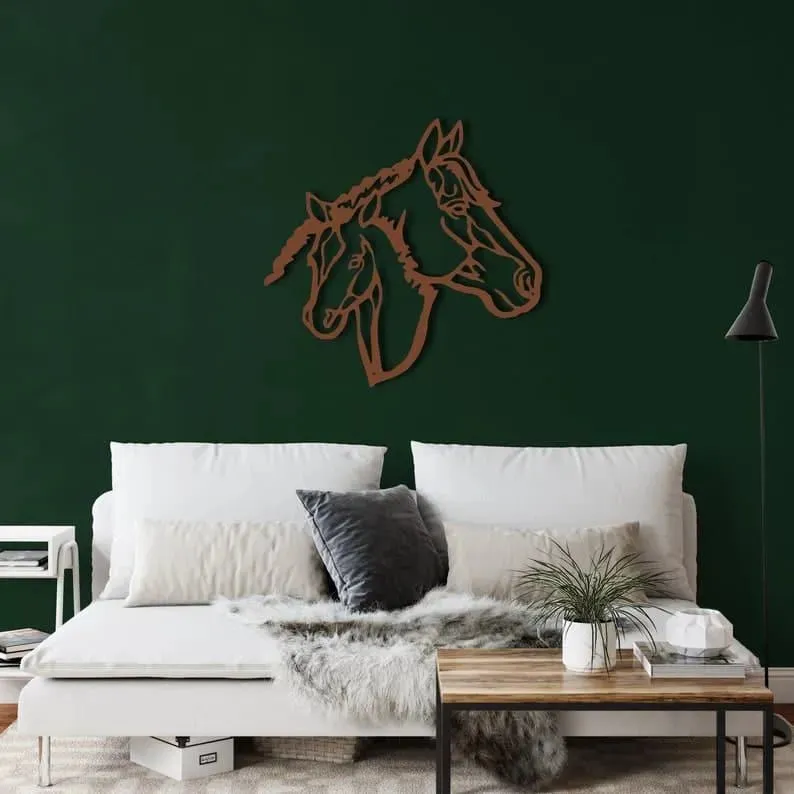Horse Heads Metal Wall Decor
