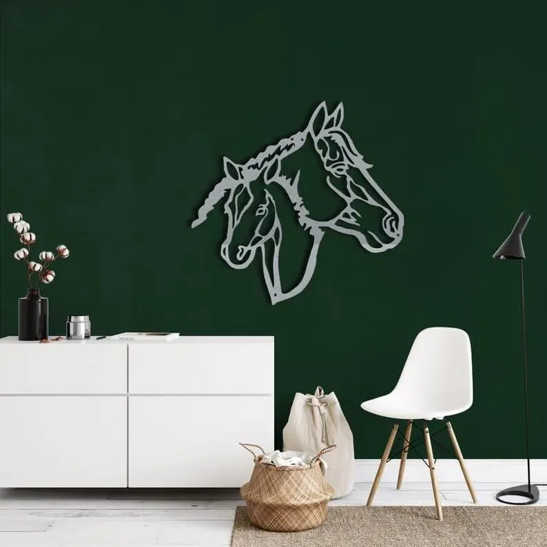 Horse Heads Metal Wall Decor