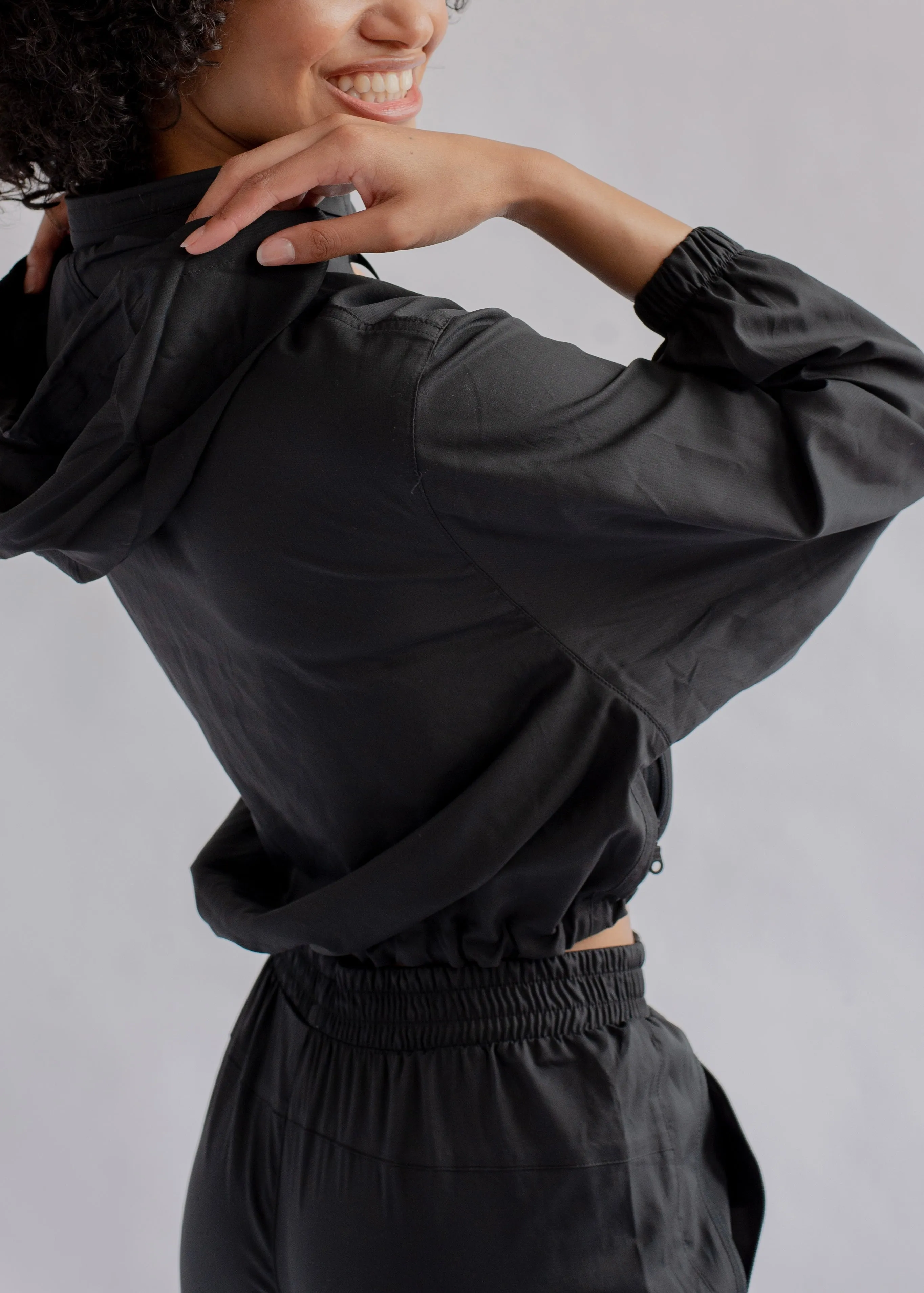 Hummingbird Half Zip Windbreaker, Black