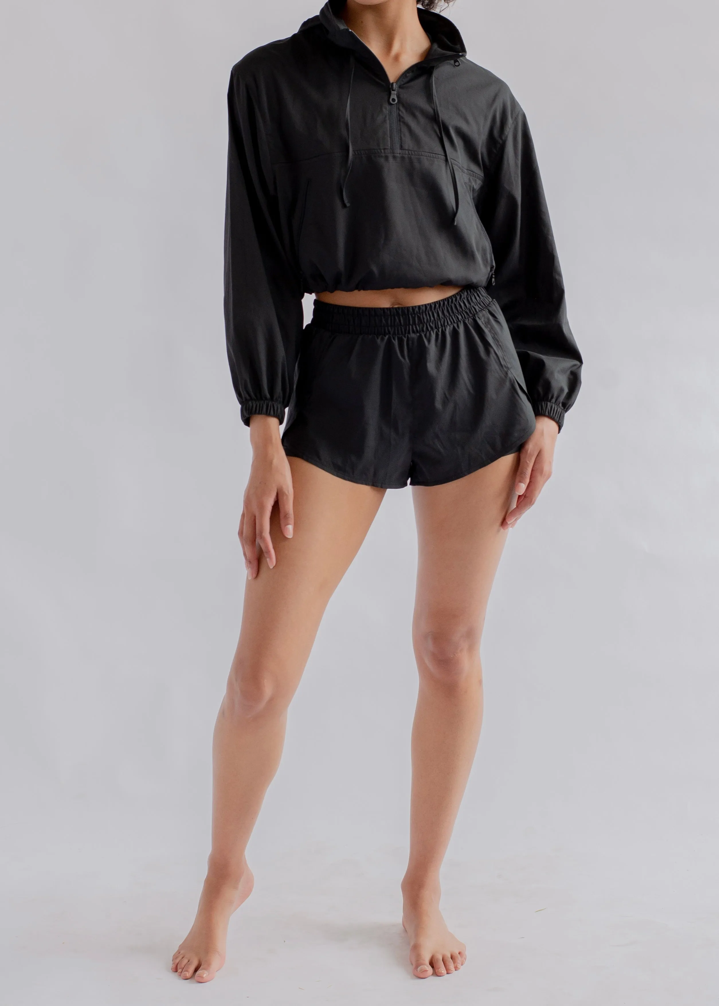 Hummingbird Half Zip Windbreaker, Black