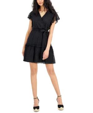 Inc International Concepts Women's Lace Tie Waist Dress 10826212 Black 14