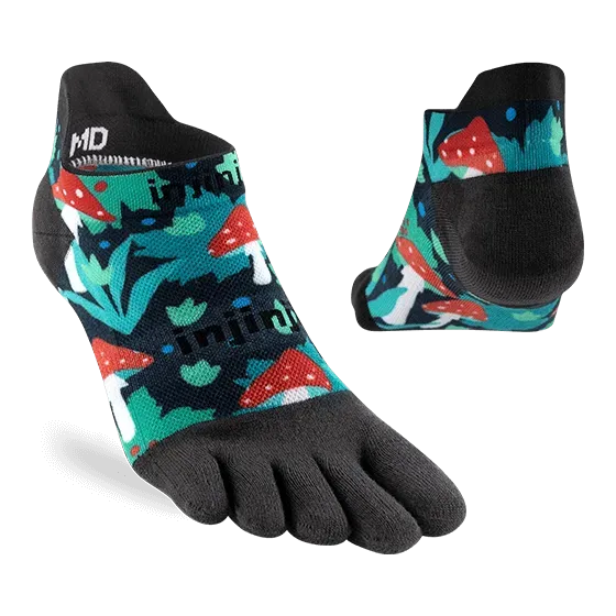 Injinji Artist Designed Mens No-Show Running Socks - Amanita