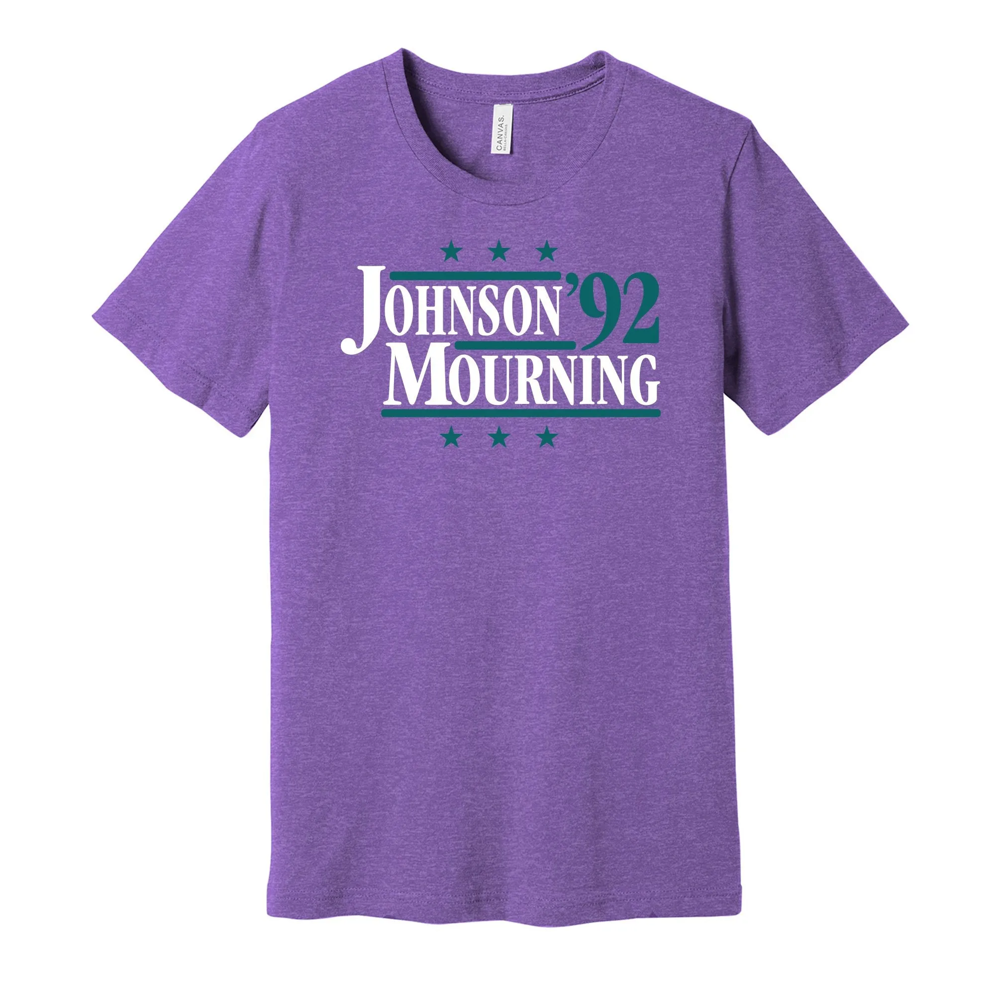 Johnson & Mourning '92 - Charlotte Basketball Legends Political Campaign Parody T-Shirt - Hyper Than Hype Shirts