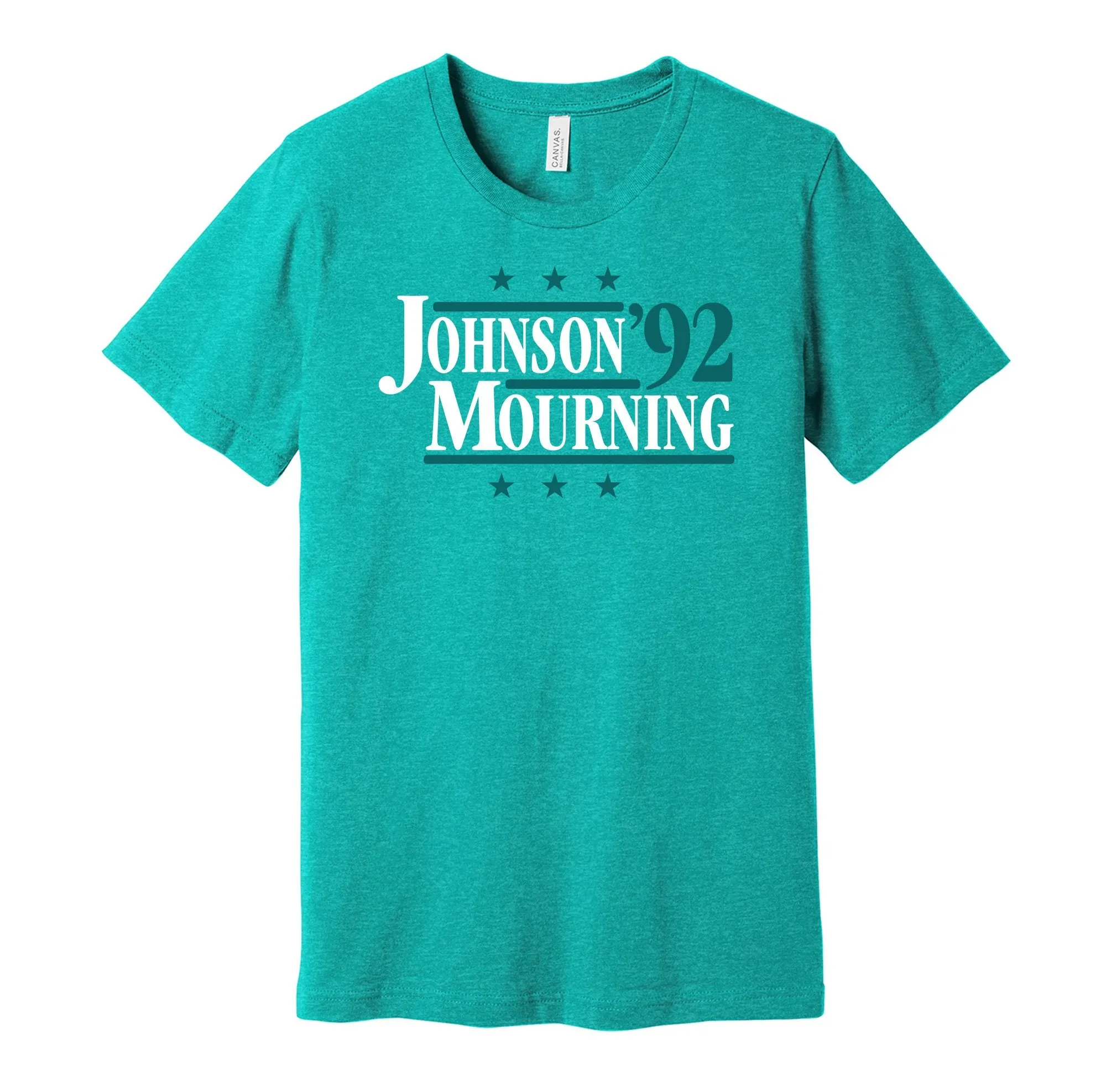 Johnson & Mourning '92 - Charlotte Basketball Legends Political Campaign Parody T-Shirt - Hyper Than Hype Shirts