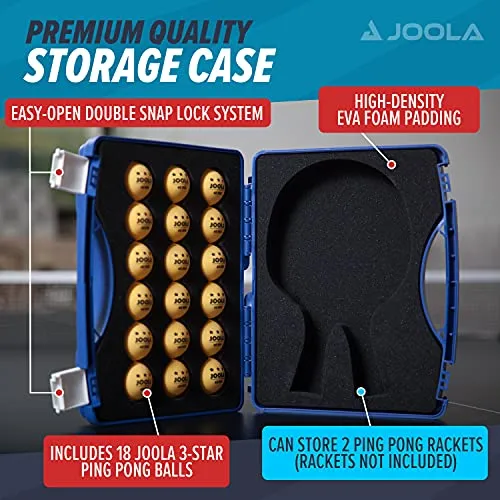 Joola Table Tennis Tour Case With 18 40mm Three Star Competition Balls, Blue