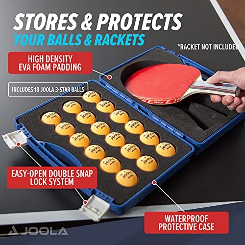 Joola Table Tennis Tour Case With 18 40mm Three Star Competition Balls, Blue