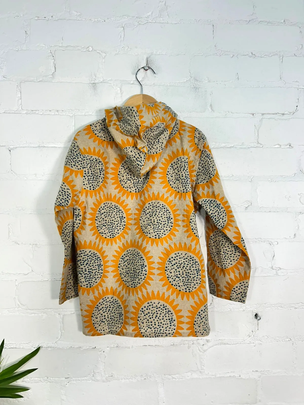Kids Sunflower Print Drawstring Hoodie