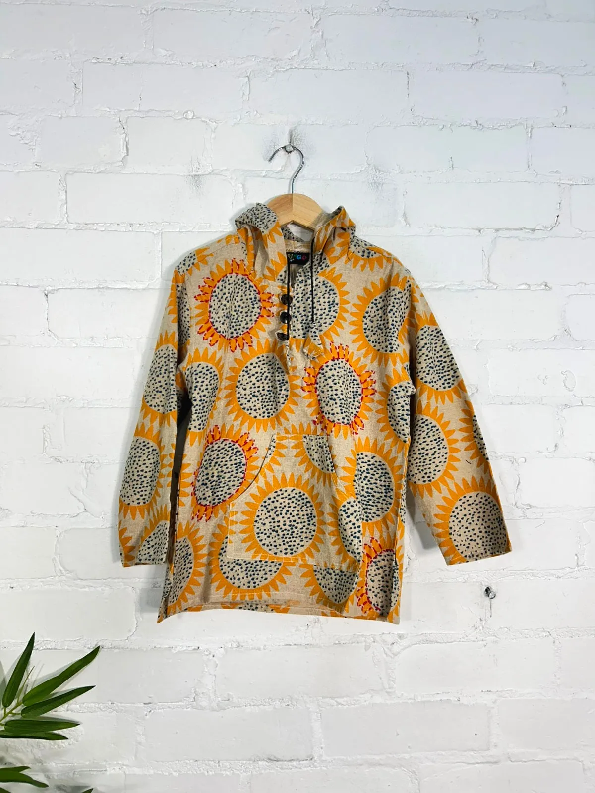 Kids Sunflower Print Drawstring Hoodie