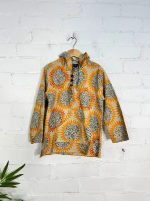 Kids Sunflower Print Drawstring Hoodie