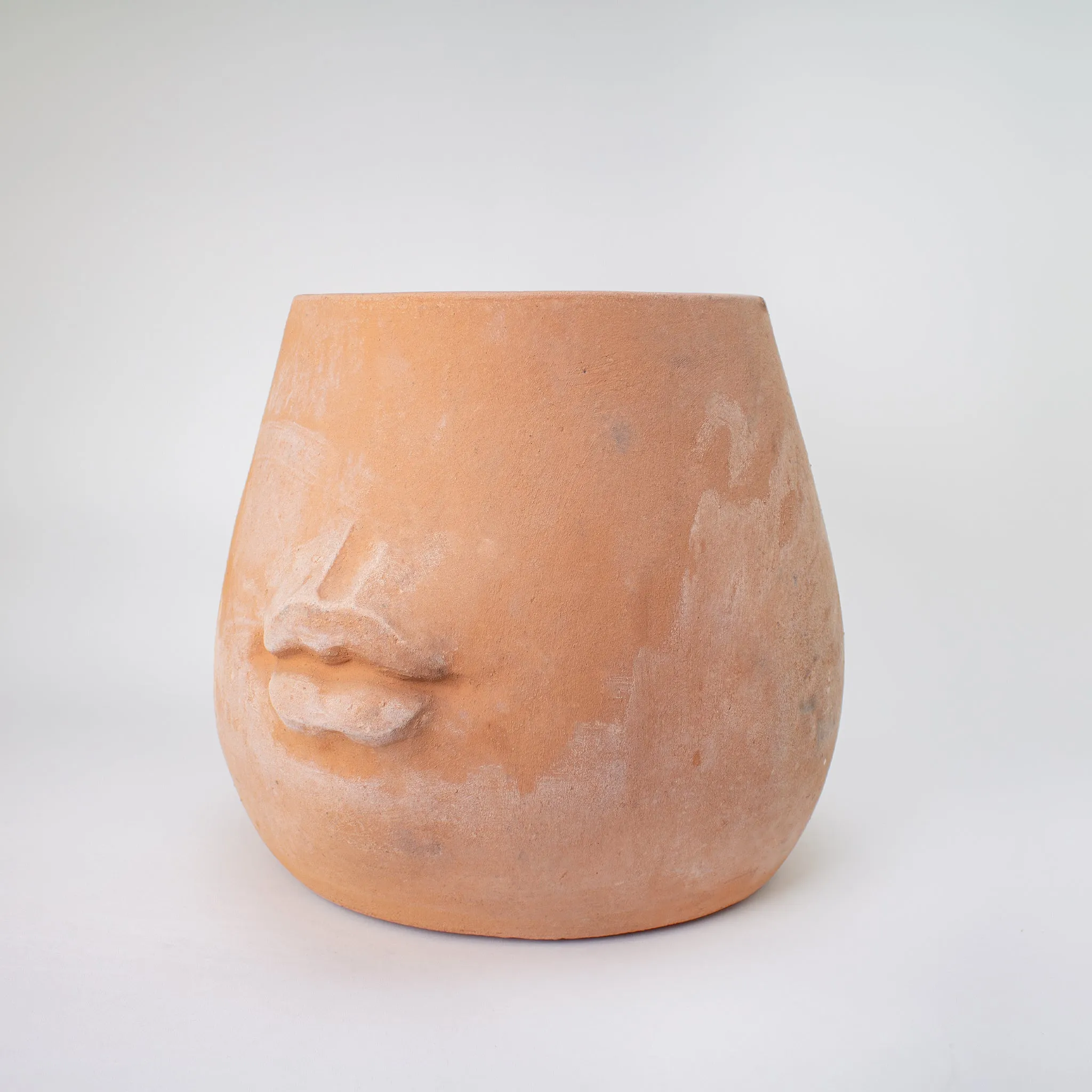 Labios Face Pot. Sculptural Terracotta Planter.