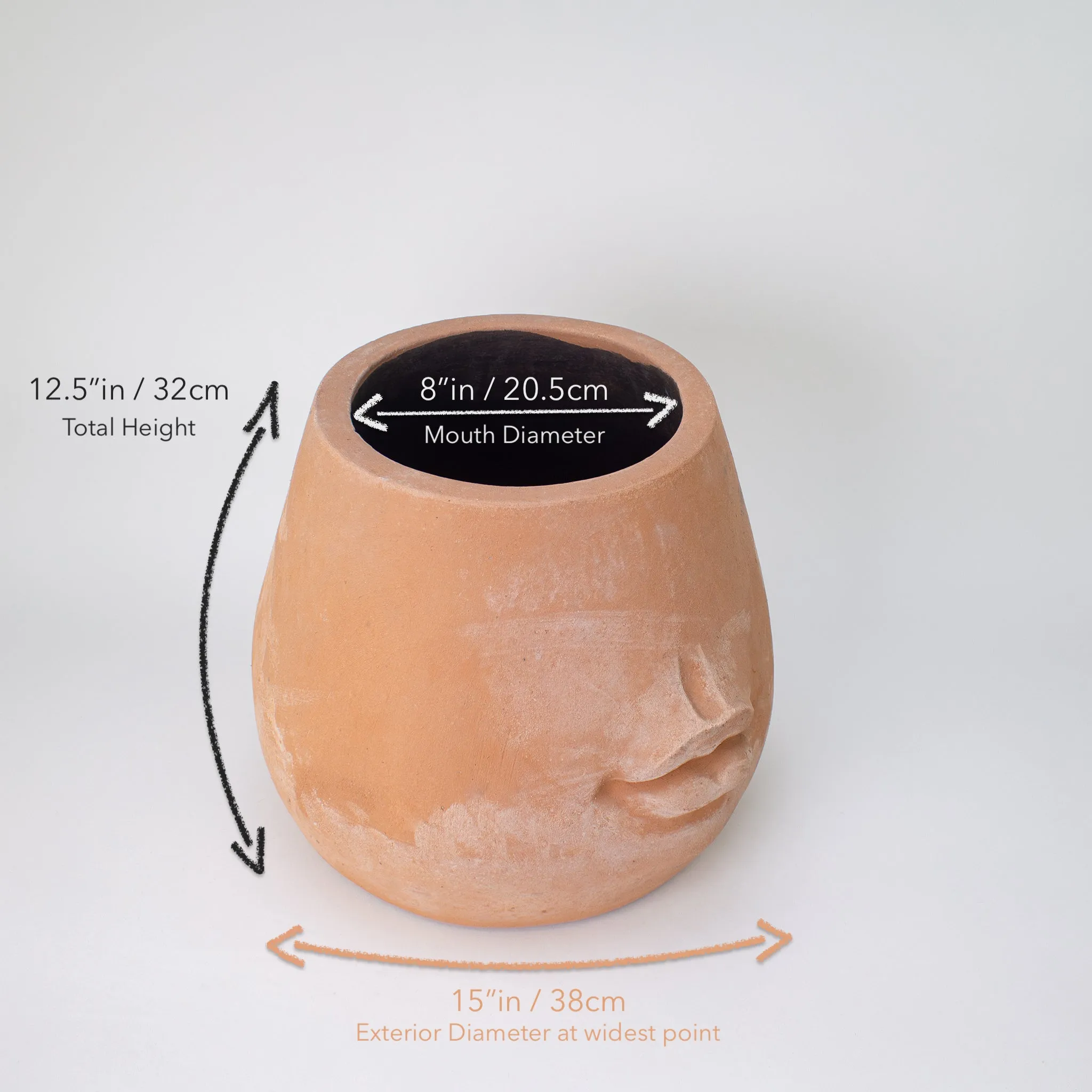 Labios Face Pot. Sculptural Terracotta Planter.