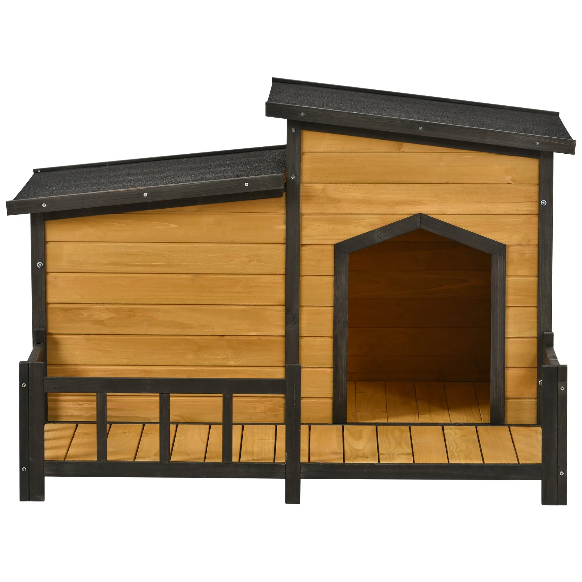 Large Wooden Dog House Outdoor, Outdoor & Indoor Dog Crate, Cabin Style, With Porch