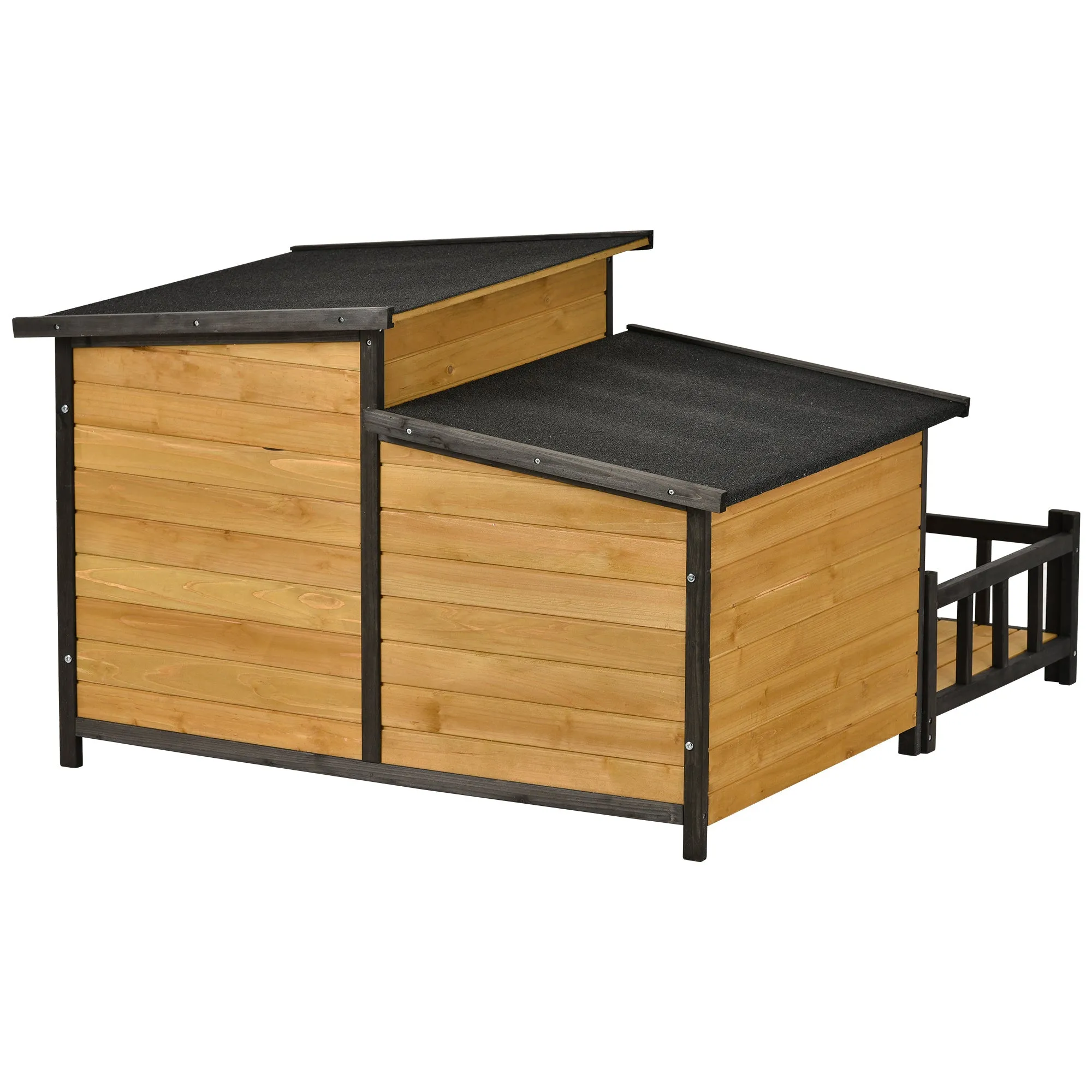 Large Wooden Dog House Outdoor, Outdoor & Indoor Dog Crate, Cabin Style, With Porch