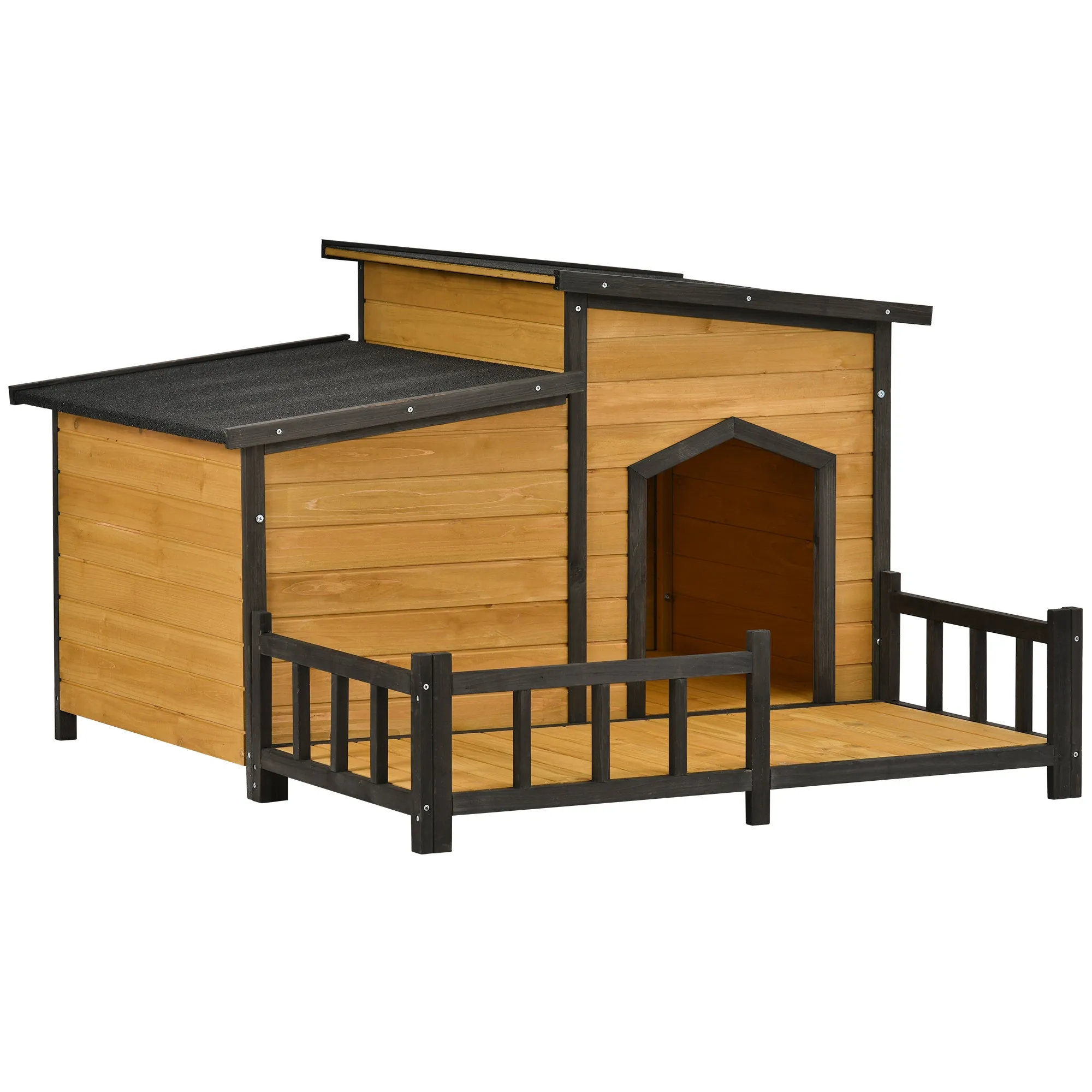 Large Wooden Dog House Outdoor, Outdoor & Indoor Dog Crate, Cabin Style, With Porch
