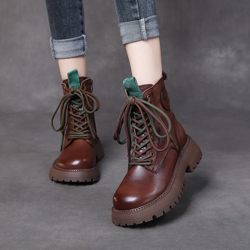 Leather Vintage Handmade Martin Boots Flat Comfort Women's Shoes