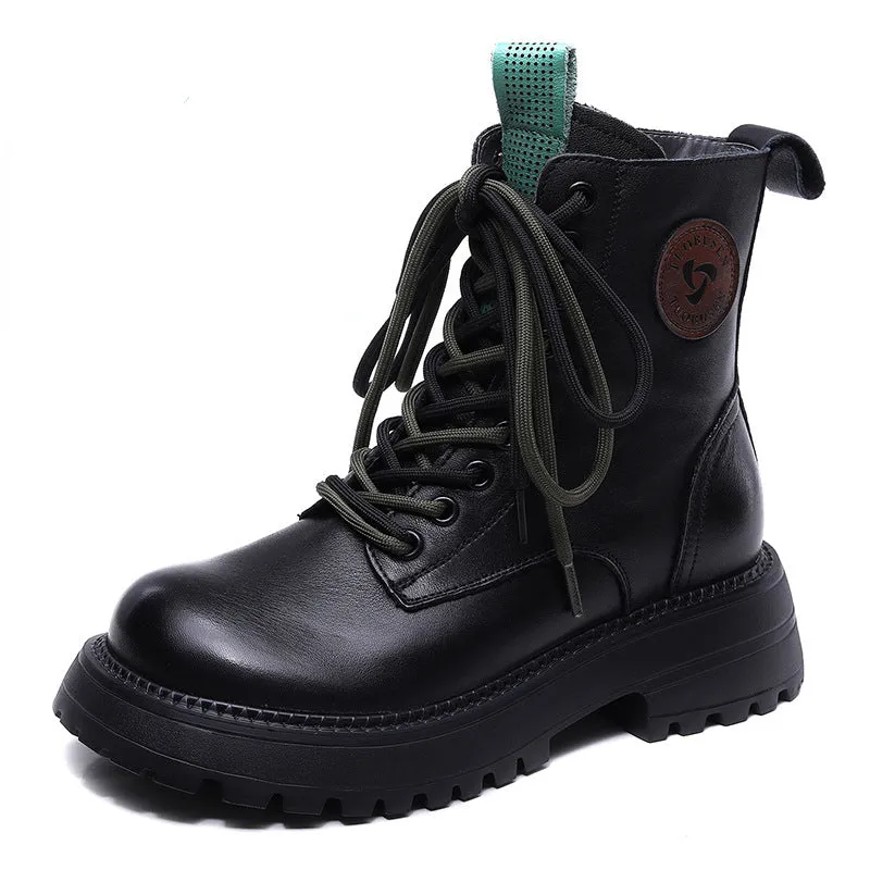Leather Vintage Handmade Martin Boots Flat Comfort Women's Shoes