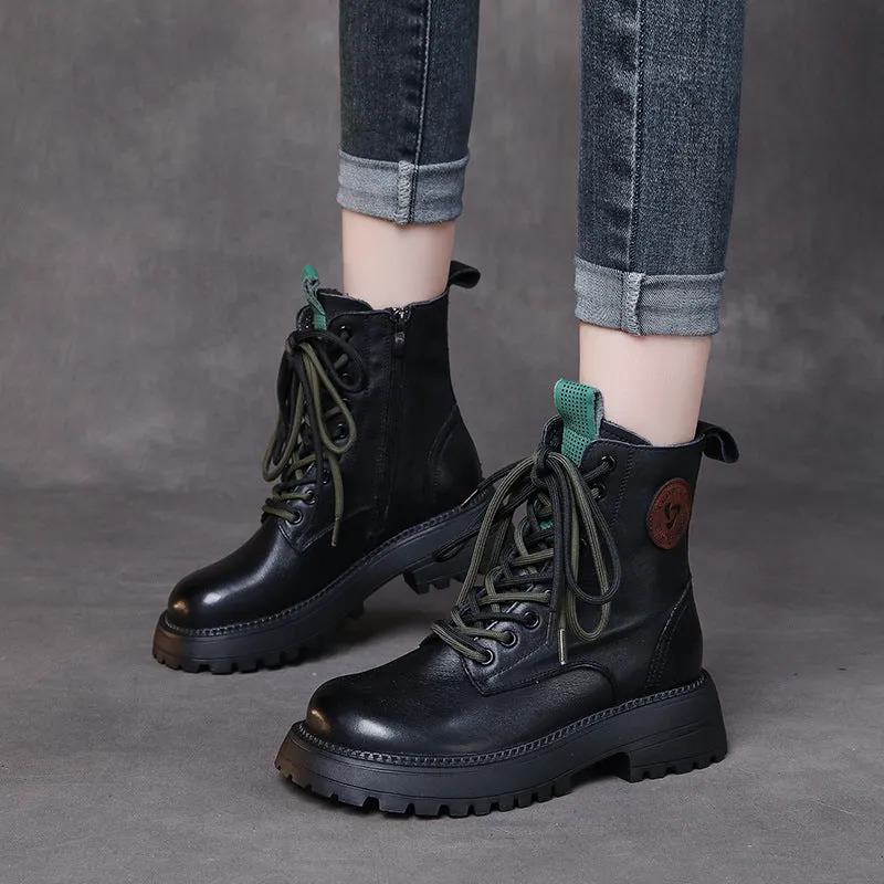 Leather Vintage Handmade Martin Boots Flat Comfort Women's Shoes