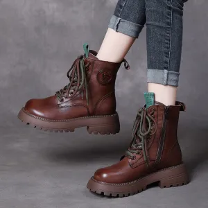 Leather Vintage Handmade Martin Boots Flat Comfort Women's Shoes