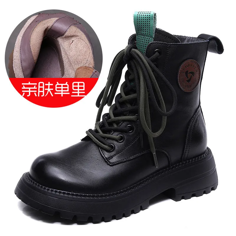 Leather Vintage Handmade Martin Boots Flat Comfort Women's Shoes