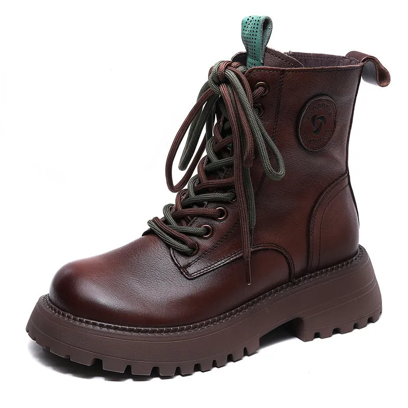 Leather Vintage Handmade Martin Boots Flat Comfort Women's Shoes