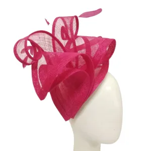Lilly Shape Sinamay Swirls Feather Fascinator: Magenta
