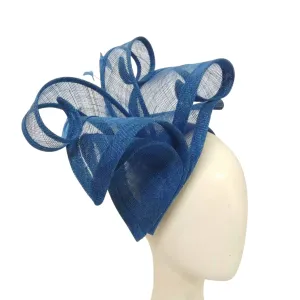 Lilly Shape Sinamay Swirls Feather Fascinator: Royal