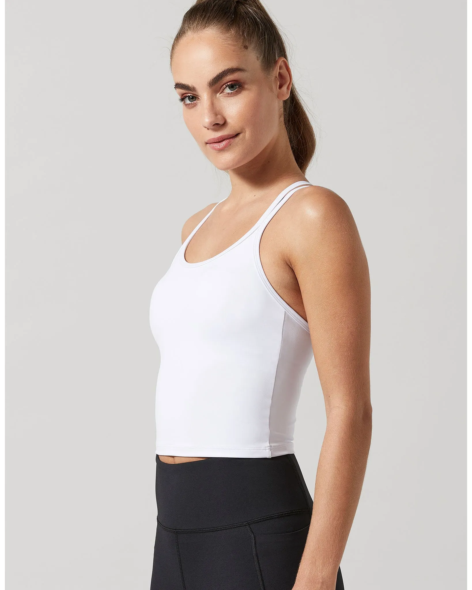 Lilybod Monica Shelf Bra Crop Top - White