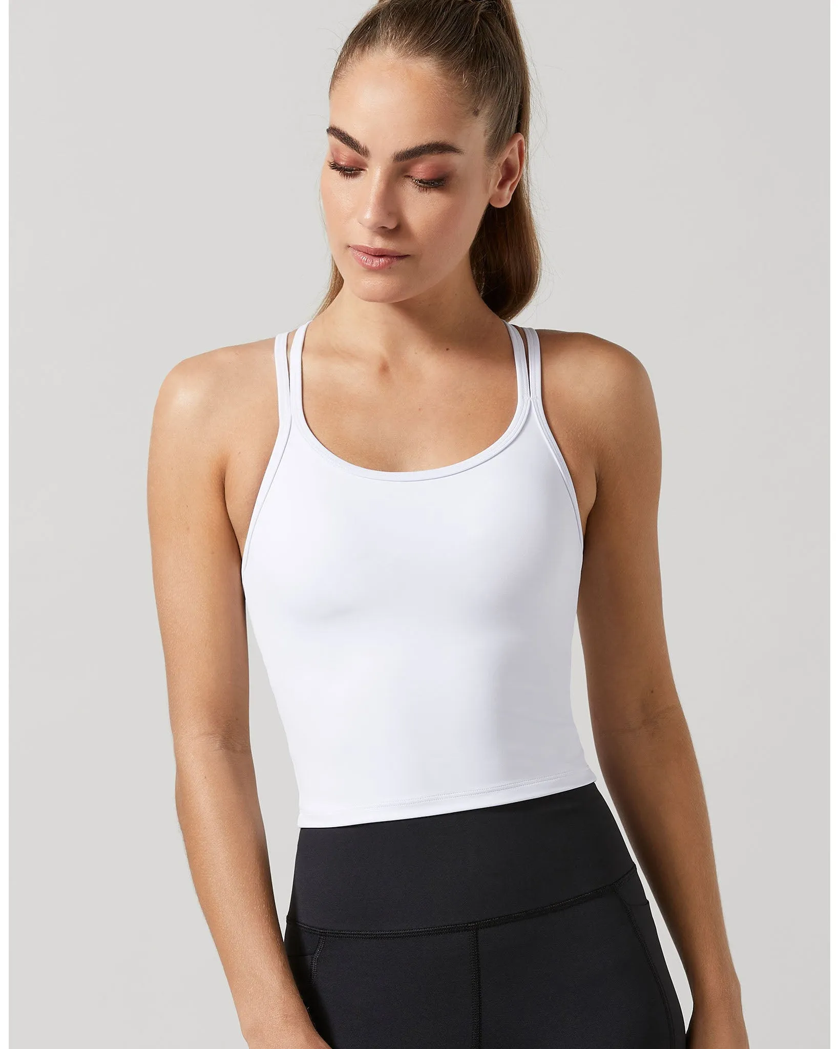 Lilybod Monica Shelf Bra Crop Top - White