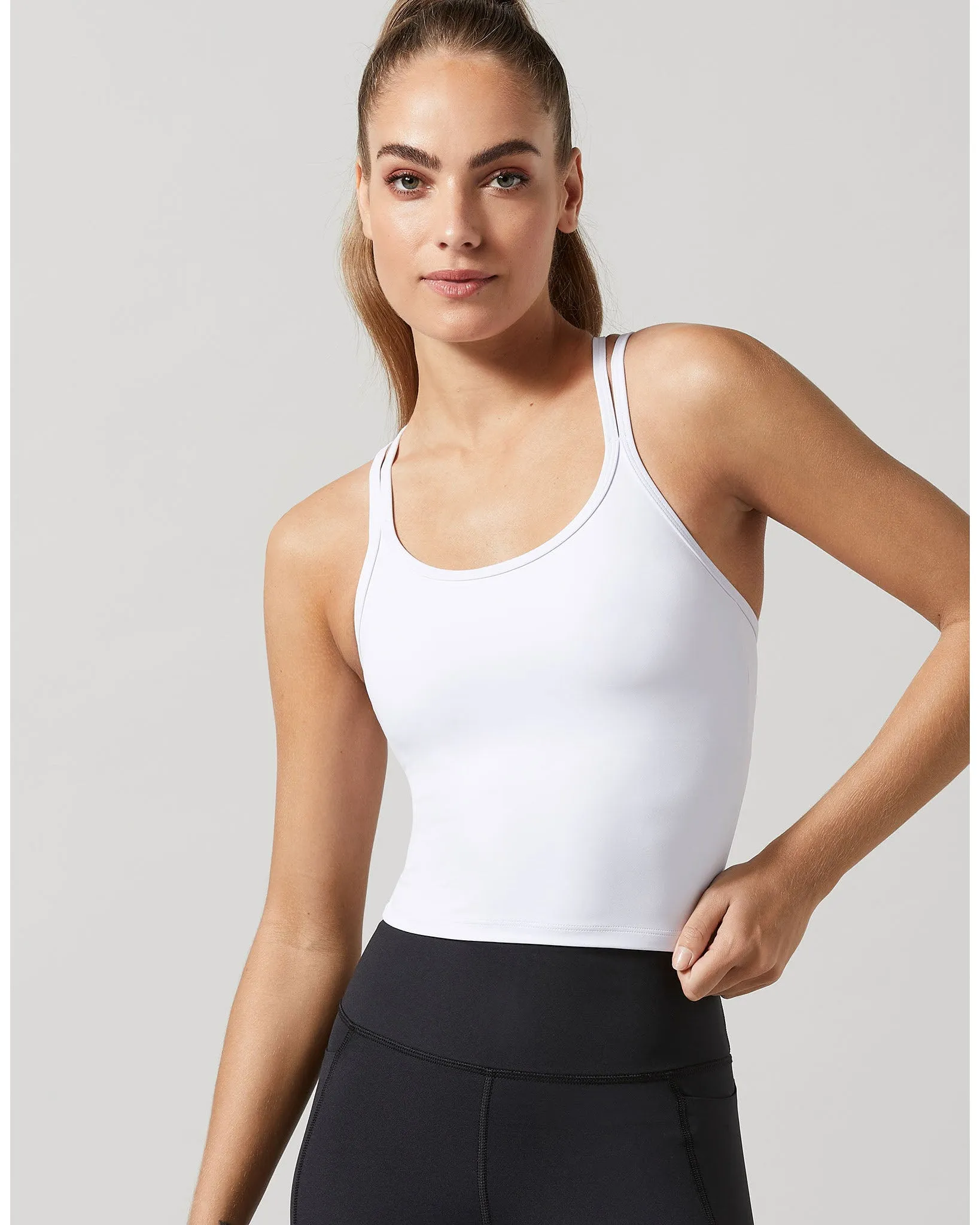 Lilybod Monica Shelf Bra Crop Top - White