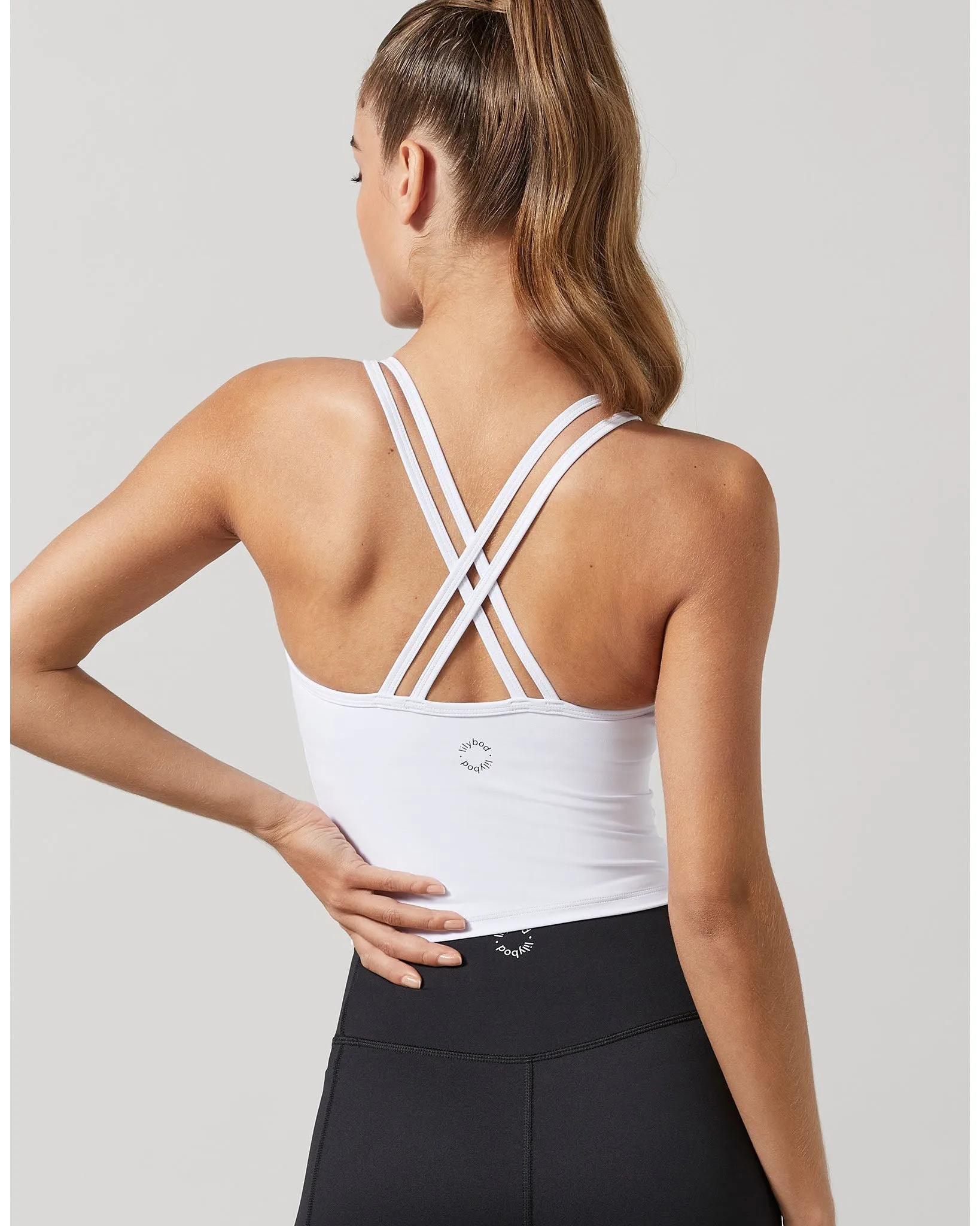 Lilybod Monica Shelf Bra Crop Top - White