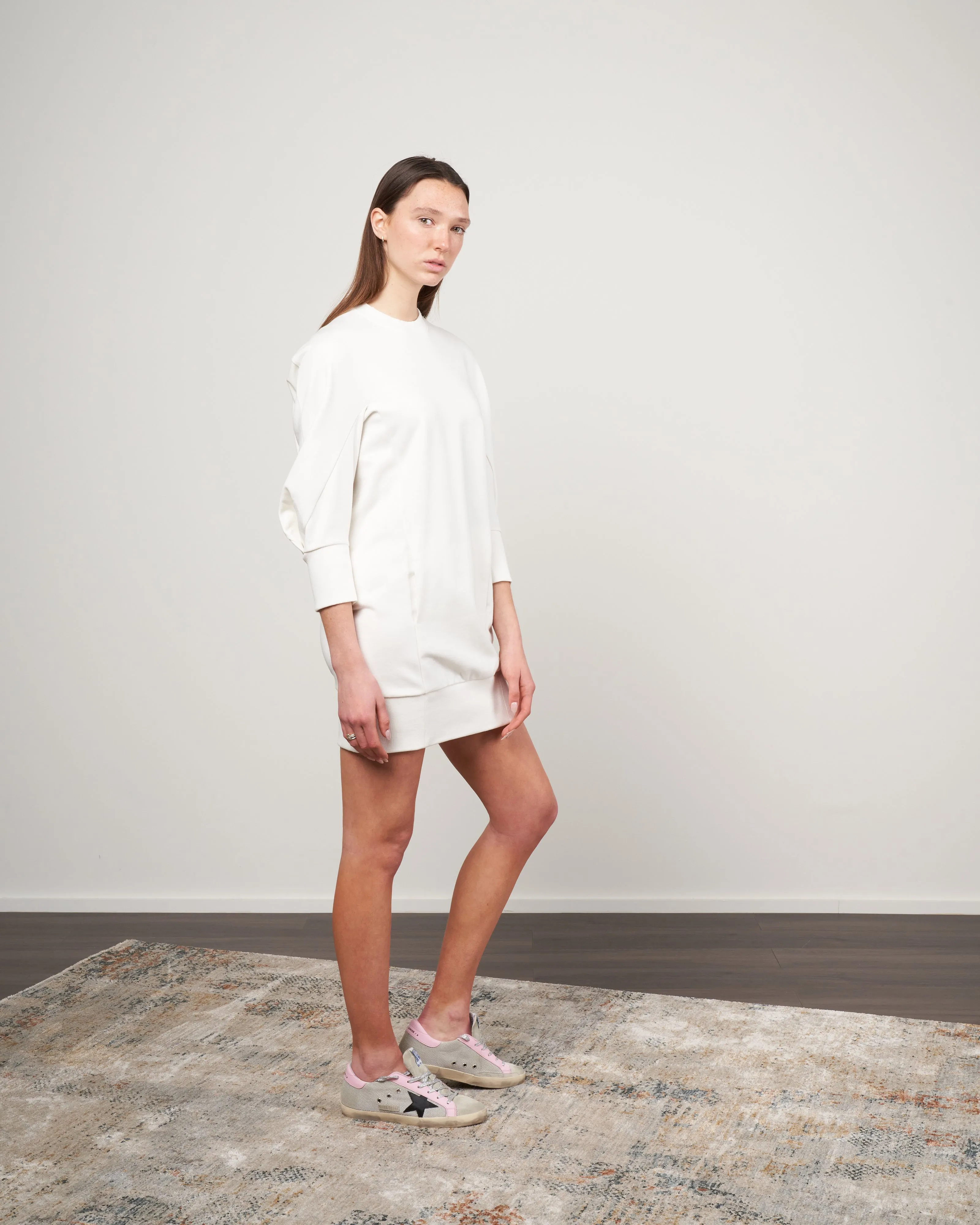 long sleeve akeo dress - chalk french terry