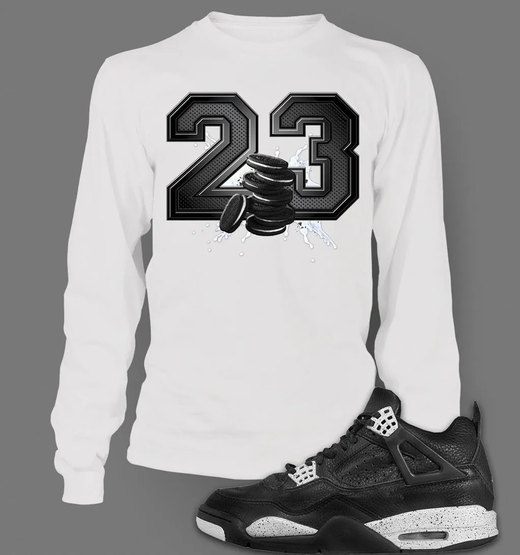Long Sleeve Graphic T-Shirt To Match Retro Air Jordan 4 Oreo Shoe