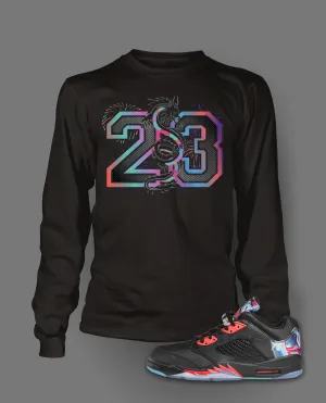 Long Sleeve Graphic T-Shirt To Match Retro Air Jordan 5 Low Chinese New Year Shoe
