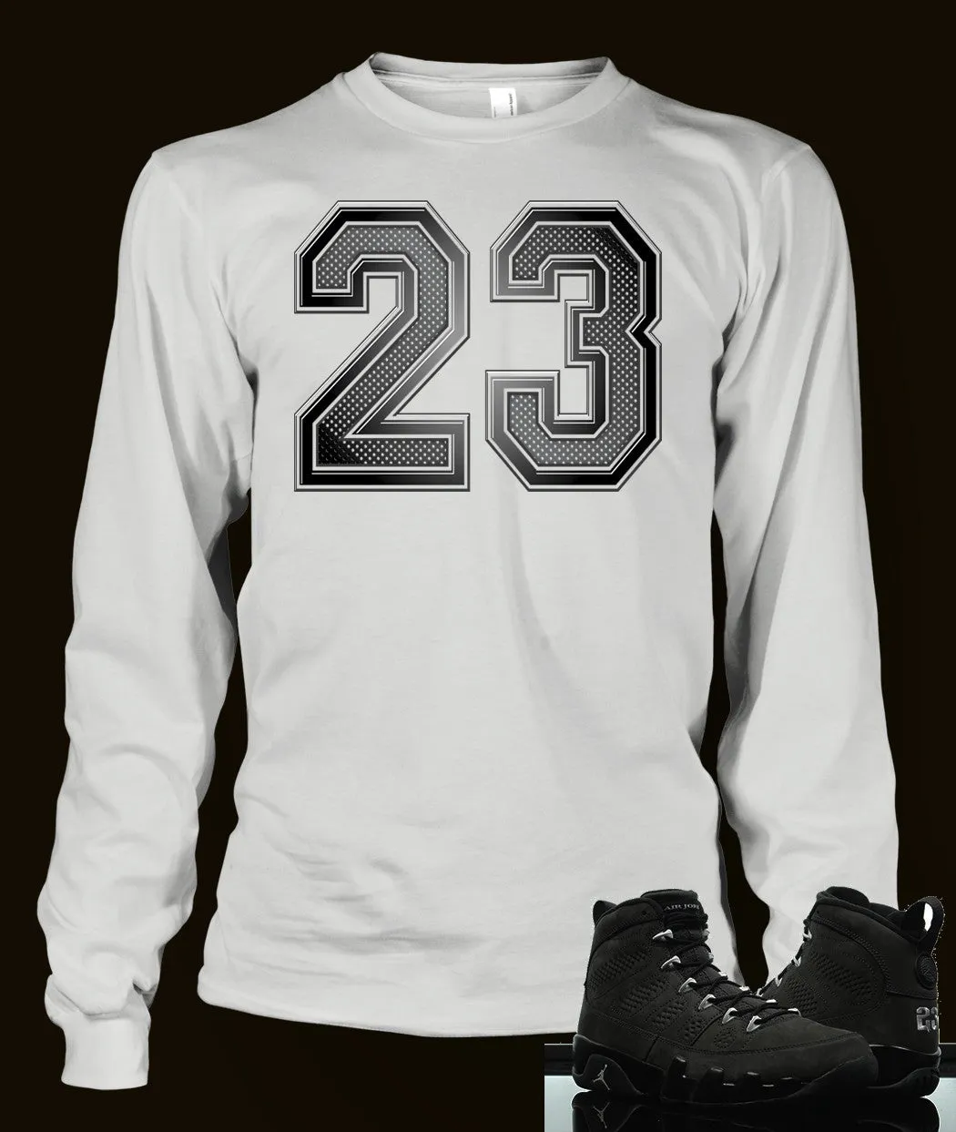 Long Sleeve Graphic T-Shirt To Match Retro Air Jordan 9 Anthracite Shoe