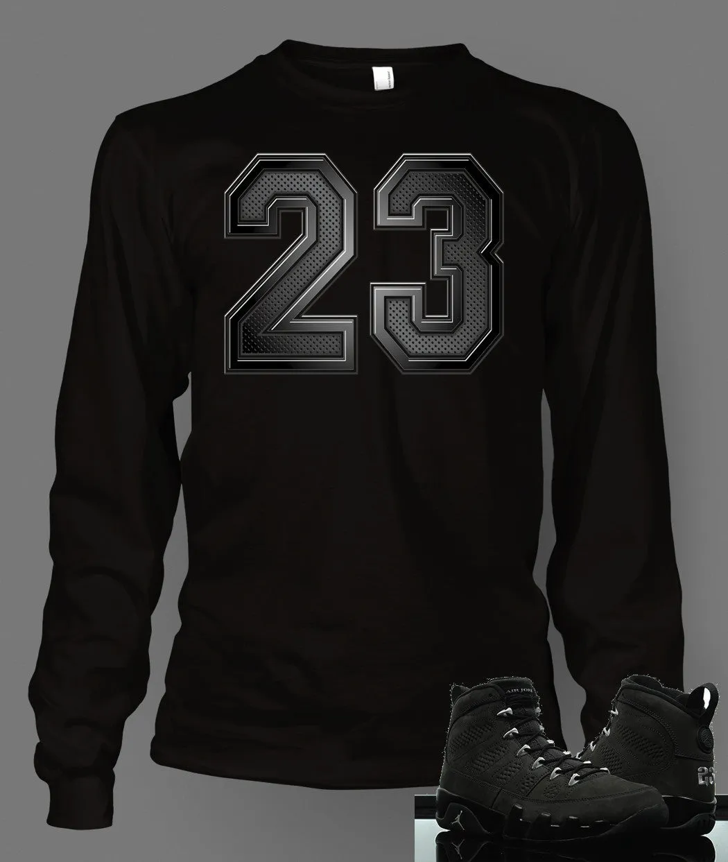 Long Sleeve Graphic T-Shirt To Match Retro Air Jordan 9 Anthracite Shoe