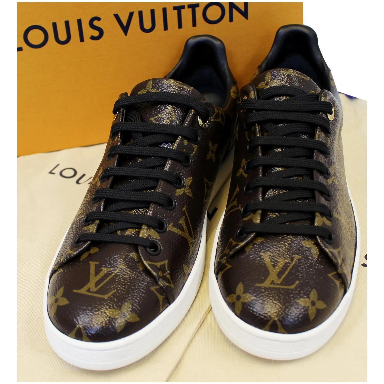 LOUIS VUITTON Frontrow Monogram Canvas/Leather Sneakers Brown