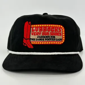 LUBBOCK'S VERY BIG SHOES Mid Crown Rope Retro Black SnapBack Cap Hat Custom Embroidered Collab PotentFrog