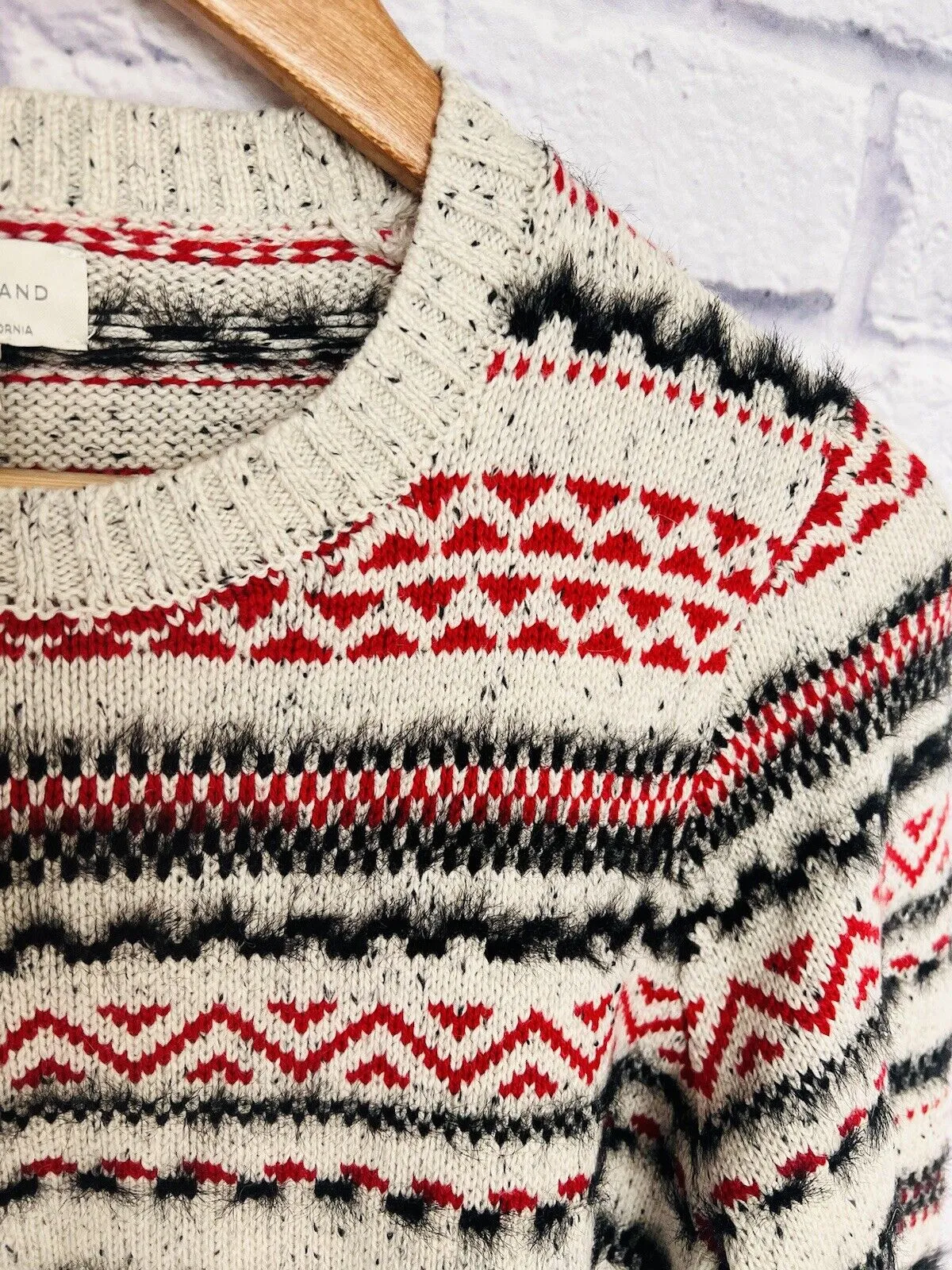 LUCKY BRAND Womens Stripe Fair Isle Cotton & Wool Blend Sweater Sz M Ski